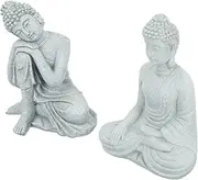 Kisangel 2pcs Buddha Statue Shape Micro Landscaping Decor Zen Garden Buddha Figurine for Indoor and Outdoor Use Ornaments for Home and Garden Decoration