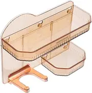 TOGEVAL Wall-mounted Bathroom Storage Rack with Hook Adhesive Organizer for Soap Shampoo and Hair Dryer No Drilling Easy to Clean Compact Design for Space-saving Your Home