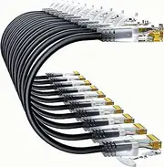 Cat6a Patch Cables 1ft (10 Pack) Slim, Cat6 Ethernet Patch Cable Pure Copper, Flexible Cat 6 Patch Cable 550MHZ 10G, Space-Saving Cat 6A Network Cables for Patch Panel, Black