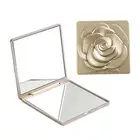 Lightweight Hand-held Mirror Portable Compact Vintage Rose Foldable Makeup