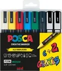 Faber-Castell uni-ball 186826 - POSCA Marker Set, 8er Etui Acrylstifte PC-5M, 1.