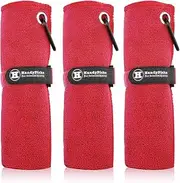Microfiber Golf Towel (40x40cm) with Carabiner Clip, Hook and Loop Fastener - The Convenient Golf Cleaning Towel Pack, Handy Picks