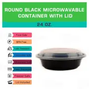 450 Pack Round Black Microwavable Plastic Meal Prep Containers with Lids 24 oz.
