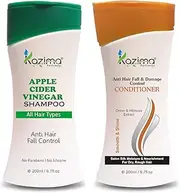 KAZIMA Apple Cider Vinegar Shampoo (200ml) + Anti Hair fall & Damage Control Conditioner (200ml) Argan oil & Miracle 10 Natural Ingredient in 1