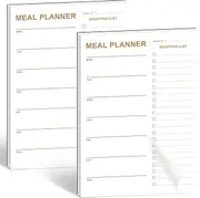 Weekly Meal Planner - 2 Pack Undated Tear-off Sheets, Magnetic Meal Planner for Refrigerator, Includes Grocery List