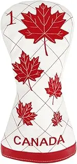 [PINMEI] Golf Club Head Cover for Driver Headcovers Canada Flag Driver Head Covers Golf Club Covers for Wood Headcover for Scotty Cameron Taylormade Titleist Odyssey