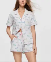 NEW PETER ALEXANDER PENNY DOG LOGO PJ SET TOP & SHORTS JERSEY MEDIUM M RRP$109