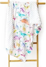 Baby Minky Blankets, Dinosaur Toddler Blanket for Boys Girls, Sensory Bedding Blanket with Dotted Backing, Double Layer, Crib Receiving Blanket, for Nursery/Stroller/Toddler Bed/Carseat, Shower Gifts