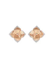Piranesi 18K Rose Gold Oro Fiore Diamond Flower Small Stud Earrings