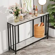 Fin Entryway Console Table With Open Shelf 2-Tier Marble Sofa Table Kitchen Counter