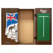 Sports Bar Coat of Arms Dart Board Cabinet with Chalk Scoreboards Man Cave Gift