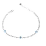 Enamel Evil Eye Tennis Bracelet with Cubic Zirconia in Sterling Silver