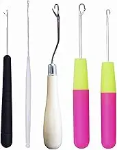 HAMIYELL Pack of 5 Different Sizes Latch Hook Crochet Needle Hook Tools for Braid Hair, Scarf Carpet Making and Other Crafts