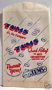 Vintage Tums Medicine Drug Store Bag Old Store Stock