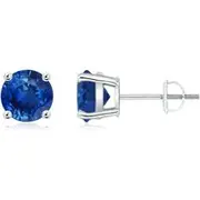 Round Blue Sapphire Stud Earrings