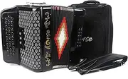 Horse 34 Key Accordion,12 Bass 3-Row F/B/E Diatonic Accordions Instruments for Adults with Luxury Backpack and Straps, 34 Buttons Button Acordeón Acordeones Para Adultos For Beginners to Professionals
