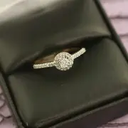 10K Gold 0.25 Carat Diamond Halo Promise Ring Womens