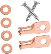 SHINEOFI 2 Sets Copper Wire Lugs Battery Lugs Copper Lugs Assortment Battery Cable Ends Copper Ring Terminals Connectors with Gaskets Set