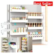 Versatile White Metal Magnetic Spice Racks (6-Pack) - Perfect for Jars & Bottles