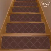 15PCS 8"X30" Indoor Stair Treads Carpet Mats Non-Slip Rugs for Wooden Steps