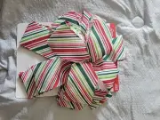 Christmas Tree Topper Bow-Red, White, Green Pinstripes
