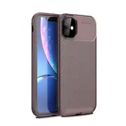 For iPhone 11 Case, Carbon Textured Back Cover, Brown