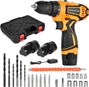 Cordless Drill Driver,Electric Screwdriver Set with 2 Batteries 2.0Ah, 25+3 Torq