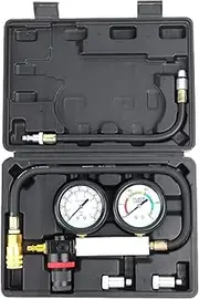 TU-21Cylinder Leak Down Tester Kit, Automotive Engine Compression Leakage Test Kit for Cars Trucks Motorcycles (Black)