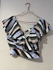 Sass & Bide Favourite Flavour Stripe Cami Top Ruffle Sleeve. Size AU 6
