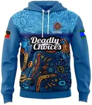 [Generic] Indigenous All Stars Rugby Hooded Jersey, Blue Tribal Pattern, Deadly Choice