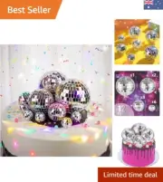 12 Pcs Disco Ball Cake Decoration Various Sizes Disco Ball Cake Topper Mini L...