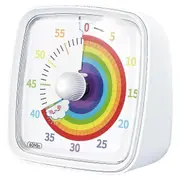 60-Minute Visual Timer with Night Light, Countdown Timer,Pomodoro Timer with Rainbow Pattern for Kids and Adults White-Good