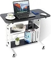 HEYInova Mobile Standing Desk, Laptop Table with Wheels,Adjustable Rolling Laptop Table with Tilt Tray,Tray Table for Home, Office and Bedroom (80 * 40*(60-90) cm)