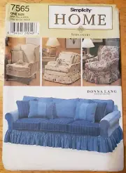 Simplicity Sewing Pattern 7565 Home Decor Slipcovers for Sofa Couch Chairs