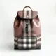 美國百分百【全新真品】Burberry 皮包 後背包 80585981 雙肩包 束口包 皮革 經典格紋 咖啡色 CG95