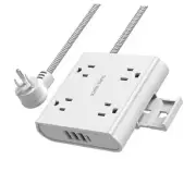 4-Outlet Power Strip with USB C- Surge Protector, 4 USB Ports, 1050J, 5FT