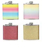 Sleek and Shimmering 6OZ Stainless Steel Hip Flask with Glitter Coating