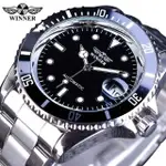 T-WINNER 男士機械表奢侈品牌日期顯示高品質不銹鋼手錶自動機械表 RELOGIO。 男士