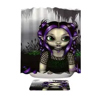 Gothling Cute Purple Goth Elf Girl in Eerie Swamp Shower Curtain