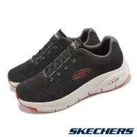 在飛比找PChome24h購物優惠-Skechers 休閒鞋 Arch Fit 男鞋 黑 橘色 