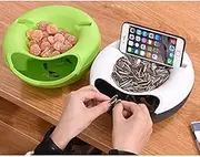 Fruit Tray ZQ Multifunctional Double Layer Dry Fruit Containers Snacks Seeds Storage Box Garbage Desk Phone Holder Plate Dish, Size:20 * 11cm, Random Color Delivery