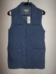 New! Ann Taylor LOFT Button Front Denim Sleeveless Top - Women's XS ***VERY NICE