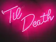 Til Death Pink Wedding Acrylic 24" Neon Sign Light Lamp With Dimmer