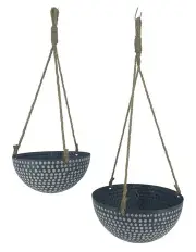 [Willow & Silk] Nested Hanging Metal Planters Set of 2 in Multi