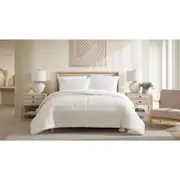 3pc Ardor Boudoir Queen/King Avalon Faux Fur Sherpa Comforter Set Cream