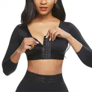 Xuchen Mimigo Womens Shapewear 3/4 Sleeve Arm Shaper Front Closure Compression Bra Post Surgery Posture Corrector Tank Top black L