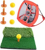 1Set Portable Nylon Golf Training Net Set with Hitting Mat Durable Tees PU Balls for Indoor and Outdoor Practice Convenient and Easy to Use