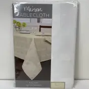 Benson Mills Tablecloth White Oblong 52 X 70 Maison Textured Wrinkle Resistant