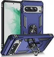 [Cavor] for Google Pixel 8 pro Case (6.7") TPU Case PC Bumper 360° Rotation Ring Holder Kickstand Back Cover [Work with Magnetic Car Mount] Shockproof Protective Cover-Navy Blue