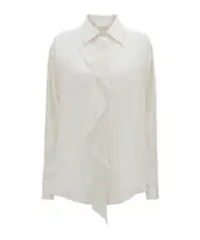 Victoria Beckham Ruffle Detailed Curved Hem Blouse UK10 White